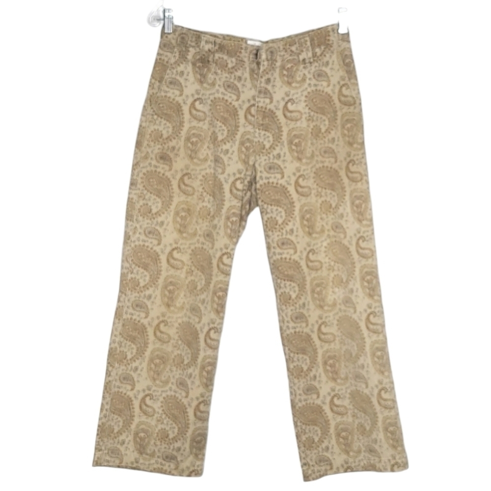 Vintage Calvin Klein Wide Leg Mid-rise Khaki Paisley Jeans Women's Size 4